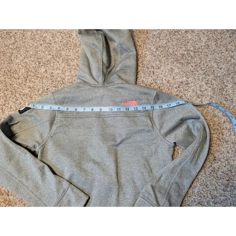 The North Face Girls Full Zip Fleece Hoodie Heather Gray Pink Size M 10/12